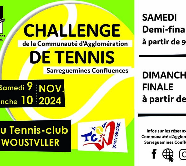 CHALLENGE DE TENNIS DE L’AGGLO LE 09 ET 10 NOVEMBRE